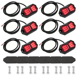 MDEOOSKY 6 Pods Red Rock Lights 18 LEDs Chips Waterproof Underglow Wheel Well Pods, Exterior Side Lamps for Car Truck ATV UTV SUV Motorcycle, Red Color