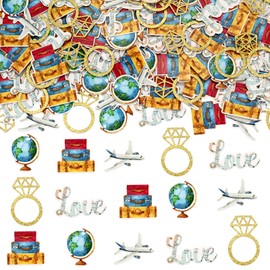 200 Pieces Travel Bachelorette Party Confetti - Traveling From Miss to Mrs Bridal Shower Decorations, Double Sided Travel Confetti Scatter Paper Table Decor for Engagement Wedding Party