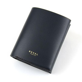 Revel ENOUGH R602 Mini Bifold Wallet, Compact, Genuine Leather, Oil Leather, Made in Japan, NAVY