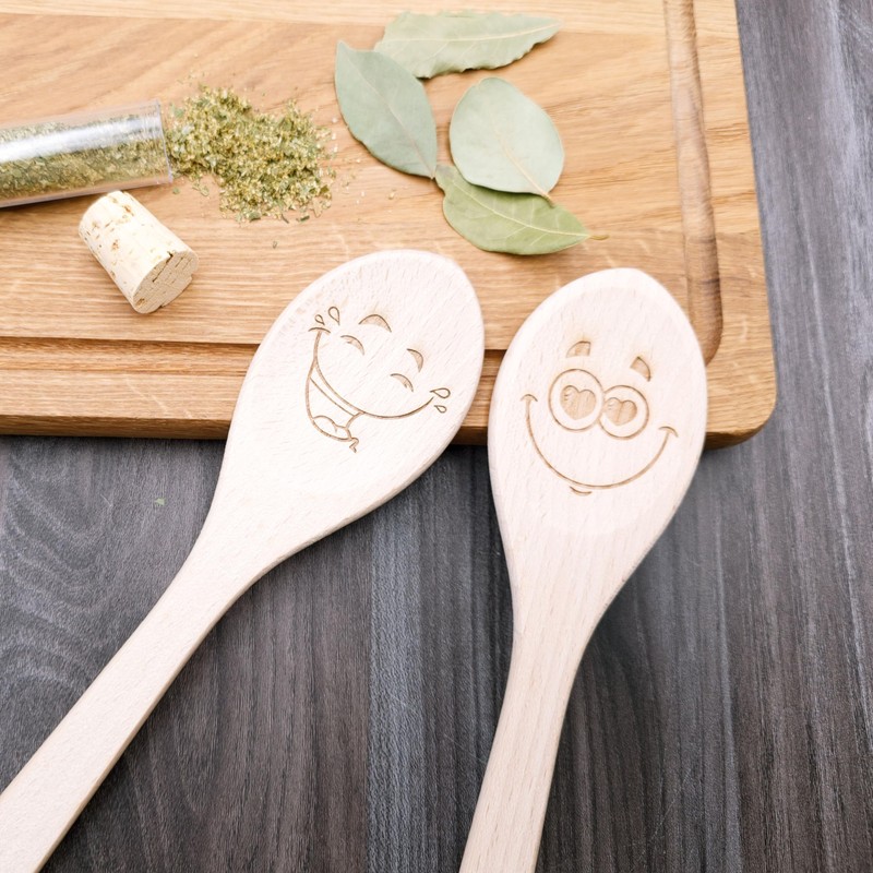 JOWE Wooden Cooking Spoons Set of 6 Beech Kitchen Utensils