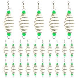 Fishing Feeder Bait Cage, 25Pcs Bait Thrower, Olive Shape Spring Fishing Bait Cage Holder with Pendant Bead