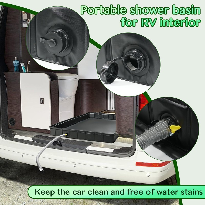 xinhang Foldable Camping Shower Base 41"x41"x5" with Drain Pipe, Indoor/Outdoor