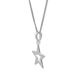 Silverly Sterling Silver Open Star Pendant - Smooth Star Necklace 18" - Celestial Star-Shaped Charm With Curb Chain - Solid Silver Jewelry for Women - Best Friend Gift
