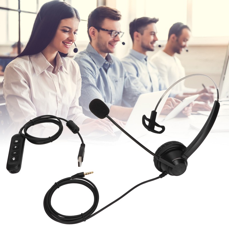 H360‑3.5‑U901 Single Ear Customer Service Headset Adjustable Volume Mute Unilateral