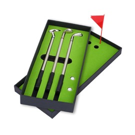 Jadeshay Golf-Stifteset, 3-teiliges Mini-Golfschläger-Kugelschreiberset mit Bällen, Flaggen-Briefpapier-Dekorationen for Vatertag, Valentinstag, Business