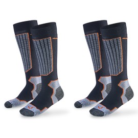 Black Crevice Merino Ski Socks, Black/Orange, 43-46