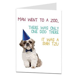 Funny Happy Birthday Card Dog Shih tzu Joke For Men Women Friends
