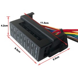 QitinDasen Premium 8 Way Car Blade Fuse Block Box, 2 Input 8 Output Standard Blade Fuse Holder, with Wire and 10Pcs Free Standard Blade Fuse, for Car Boat Marine Trike (12V / 24V / 32V / 48V)