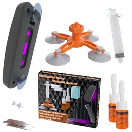 HERRYPLS Rock Chip Repair Kit Windshield, Windshield Repair Kit for Chips and Cracks, Car Windshield Crack Repair Kit to Repair Scratches, Star Shaped Crack, with Curing and Pressurizing Device