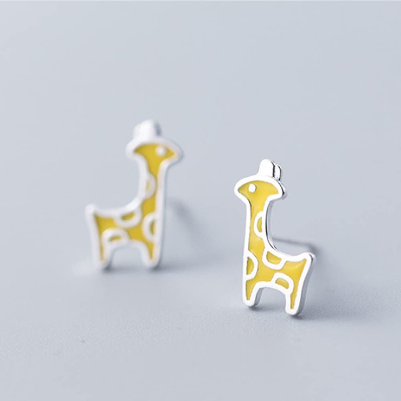 Giraffe Earrings Hypoallergenic 925 Sterling Silver Animal Stud Earrings Jewelry