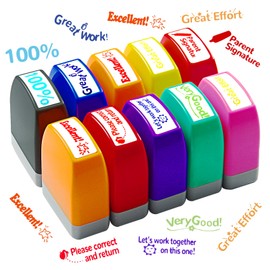 BoAn Teacher Stamps for Classroom Grading 10PCS, Motivational Teacher Self-Inking,Name Stamp for School Supplies Kit Elementary,Teacher Supplies for Classroom