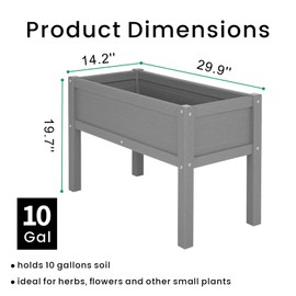 BIVODA Small HDPE Raised Garden Bed, Elevated Planter Box with Legs, Weather-Resistant Outdoor Garden Box for Seeds, Herbs, Flowers, Vegetables(Grey)