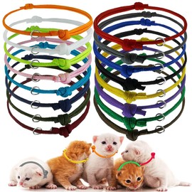 ZKGYUS Pack of 16 Puppy ID Collars Puppy Collars Adjustable Soft Puppy Collars with Jump Rings for Newborn Puppies Kittens, Suitable for Head Circumference up to 6.5 cm