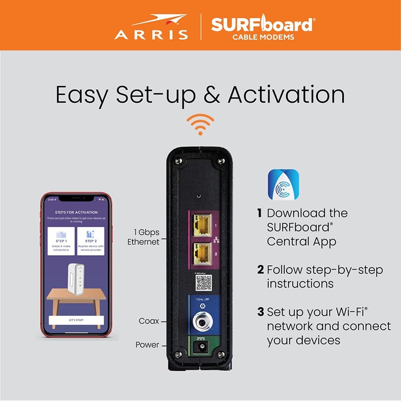 ARRIS (SBG10-RB) - Modem Router Combo - DOCSIS 3.0 16