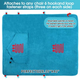 Hahafelt 12v Heated Flannel Wheelchair Blanket, Blue Portable Heated Throw for Elderly 2 Heating Zones, Camping Essentials, Elderly Gift