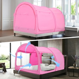 Alvantor Bed Canopy Bed Tents Dream Tents Privacy Space Full Size Indoor Pop Up Portable Frame Curtains Breathable Grey Cottage (Mattress Not Included) Reducing Light