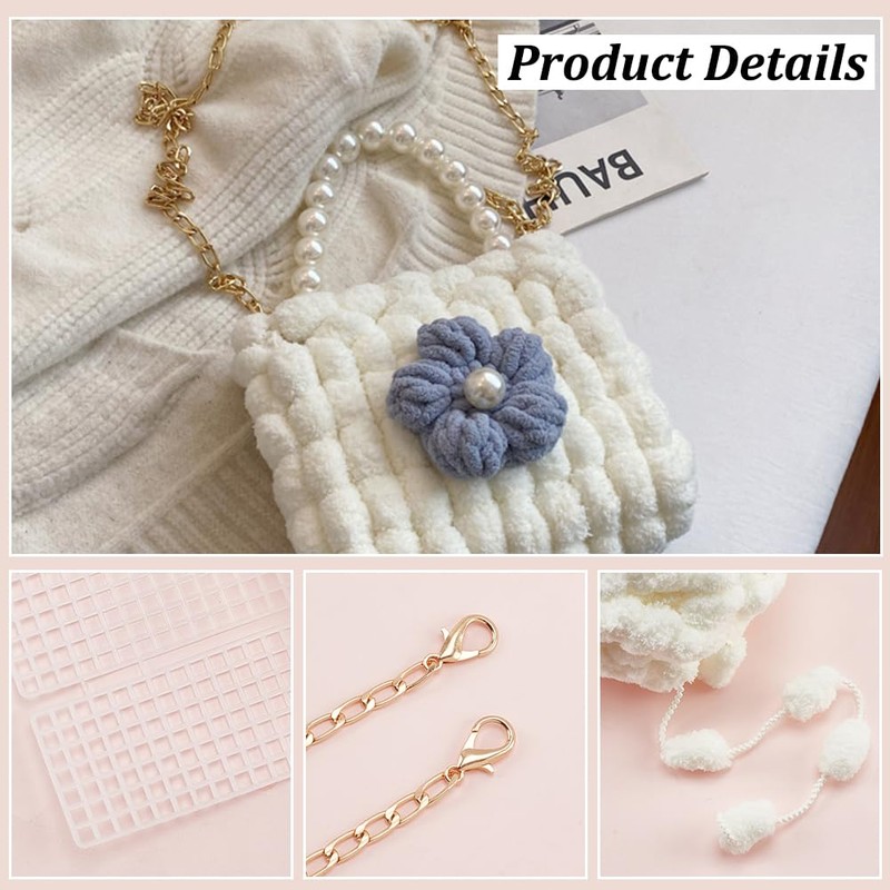 WADORN DIY Crochet Handbag Making Kit, Hand-Knit Woven Tote Bag