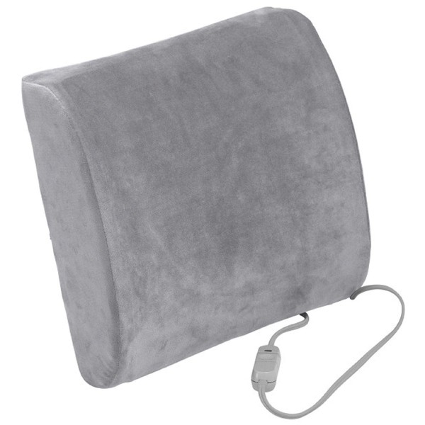 Drive Medical Comfort Touch Heated Lumbar Support Cushion, Gray