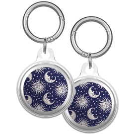 XtremePads Case, Compatible with Apple Airtags Finder - Protective Soft TPU Keychain Cover, for Pets, Bags, Keys ( Sun Moon Vintage )