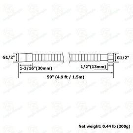 Angle Simple Brushed Nickel Shower Hose 59", Stainless Steel Replacement Flexible Hand Held Shower Sprayer Hose, 1/2" IPS