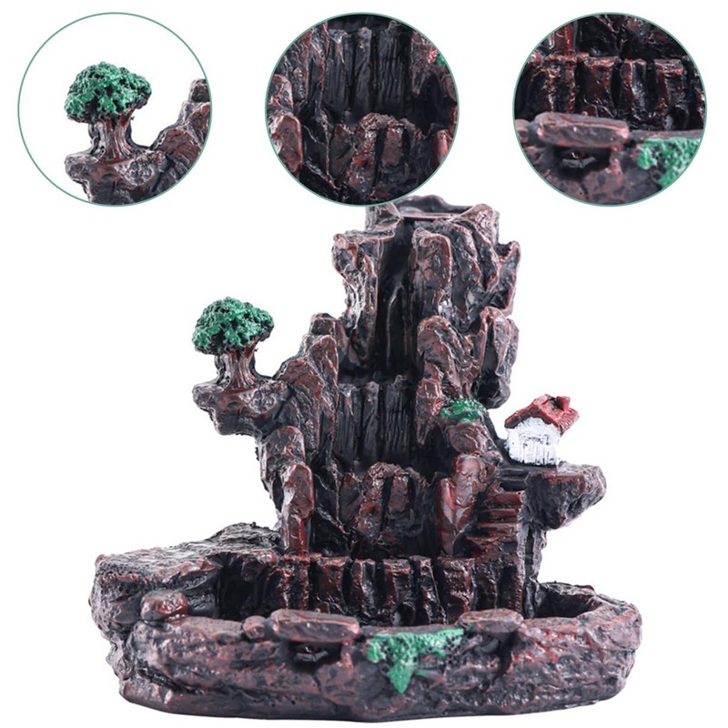 Zen Waterfall Backflow Incense Burner, Handcrafted Mini Burner, Ceramic Resin