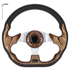 10L0L Golf Cart Steering Wheel, Generic of Most Golf cart EZGO Club Car Yamaha (stlye2 Wood)
