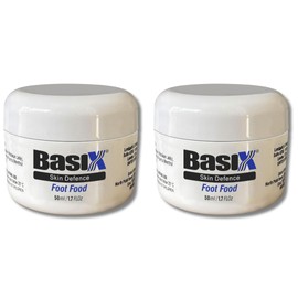 Basix Skin Defence Cream Foot Food [TWIN PACK 2x50ml] Foot Repair Restoration Balm for Dry Feet and Cracked Heels - 5% Urea Peppermint Oil Soothes, Moisturises, Stimulates and Invigorates Tired Feet