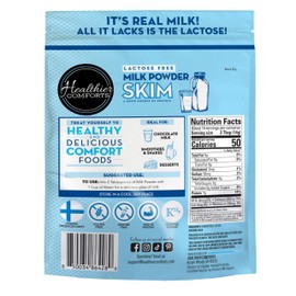 Healthier Comforts Lactose Free Skim Milk Powder | High Protein, Fat Free, Non-GMO, rBST Hormone Free, Kosher, Gluten Free, No Fillers | Baking, Coffee Creamer, Shakes| Makes 14 cups (7 oz) (7 oz)