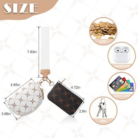 Mini Zip Around Wristlet Wallets for Women Portable Coin Purse Detachable Dual Pouch Keychain Wallet Small Wallets for Women Men Rose