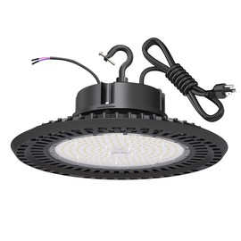 BFT UFO LED High Bay Light 240w 5000K High Bay Led Shop Lights 36,000LM 0-10V Dimmable UL 5-Foot Cable IP65 Hook Mount Shop Lights for Warehouse Workshop Area Light ETL Listed Black