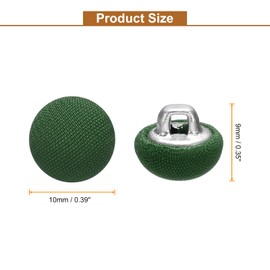 HARFINGTON 10 botones cubiertos de tela de 10 mm de diámetro, vástago de metal redondo, botones de costura de repuesto para decoración de ropa, accesorios de bricolaje, verde militar