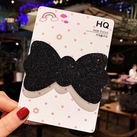 6Pcs Black Bow Magic Hair Pad Hair Sticker Clips Glitter Sequins Bang Fixed Seamless Magic Paste Fringe Hair Bang Patch Hair Bang Accessories For Hair Styling Hair Accessories Hair Care