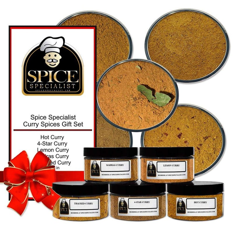 Curry Spices Gift Set - Contains: 5 different spice jars