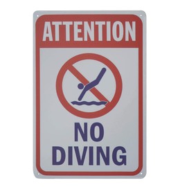 Monifith Funny Safety Signs Attention No Diving Rules Signs Swimming Pool Metal Sign 8x12 Inch