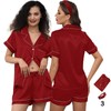 3Pcs Silk Pajamas XS-4XL Womens Satin Pajama Short Floral Sleepwear