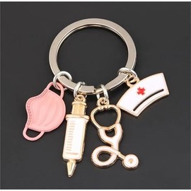 xutao Medical Instrument Keyring Stethoscope Syringe Face Mask Keyring Nurse Keyring Gift Holder Souvenir Medical Gift Recognition, multicoloured