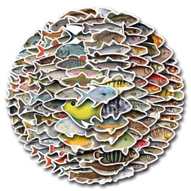 110 Pcs Fish Stickers for Children Teens Girls Boys,Cute Style Deep-Sea Fish Stickers for Bicycle,Skateboard,Laptop Water Bottles,Computer,Waterproof Vinyl for Wall,Graffiti Stickers