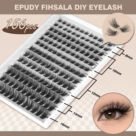 Lash Clusters DIY Lashes Extensions Kit 156pcs Soft Fluffy Eyelashes 8-16mm C Curl Individual Lashes Super Thin Band Eyelashes with Bond & Seal, Lash Tweezer