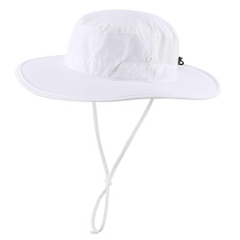 Magracy Unisex UPF 50+ Wide Brim Sun Hat Lightweight Breathable Adjustable Safari Boonie Hat for Outdoor Fishing Hiking White