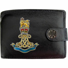 Klassek Life Guards Image Men Wallet Real Leather Cap Badge Emblem Military Crest Insignia RFID Blocking with Coin Pocket and Metal Gift Box