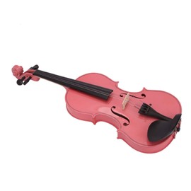 Full Size 4/4 Acoustic Violin Set,Beginner Violin Vintage Solid Wood Violin Starter Kit with Carrying Case,Bow and Rosin (Pink)