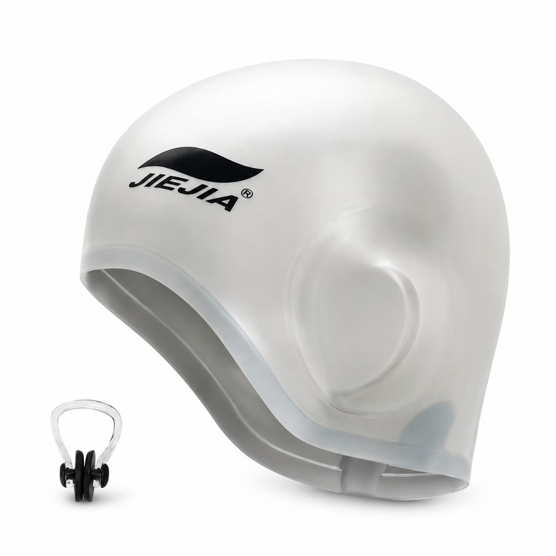 Silicone Swim Cap with Ear Protection for Swimming – Comfortable