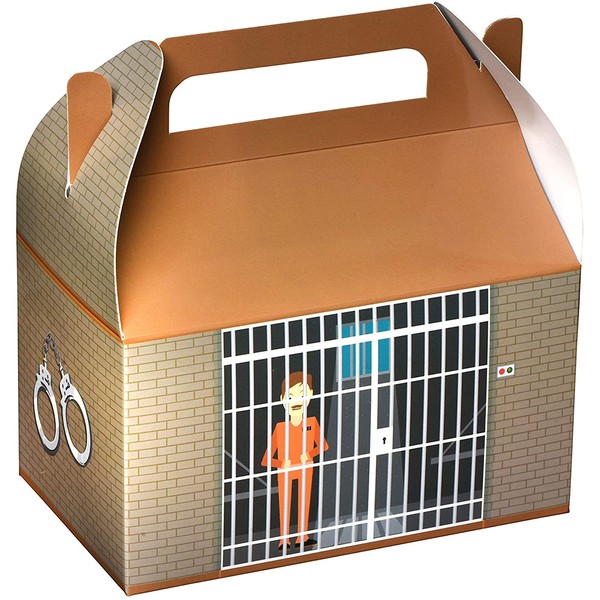 Hammont Paper Treat Boxes -10 Pack- Party Favors Treat Container Cookie Boxes Cute Designs Perfect for Parties and Celebrations 6.25" x 3.75" x 3.5" (Prison)