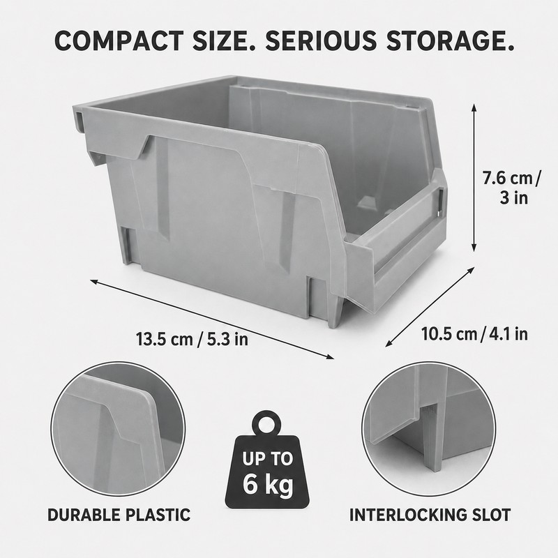Stackable Plastic Parts Bins for Garage Tool Storage
