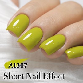 Double Rhythm 15ML Gel Nail Polish Pure Sheer Same Color Same Bottle Soak Off Gel Polish Art Manicure Salon DIY at Home for Women (Olive Green-A1307)