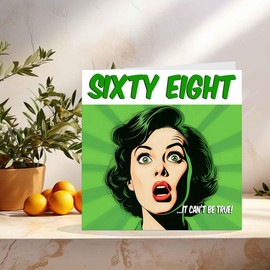 Funny 68th Birthday Card for Women - Comic Style - Ladies Birthday Cards for Friend Mum Nan Grandma Sister 68 Years Old Sixty Eight, Sixty Eighth Her Aunt female