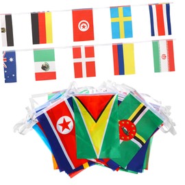 Ipetboom 200pcs International World Flags String Banner Long with Random Country Sports Club Flags Bright Printed Lightweight Hanging Decorations for Sports Events Bars Gardens and Parties