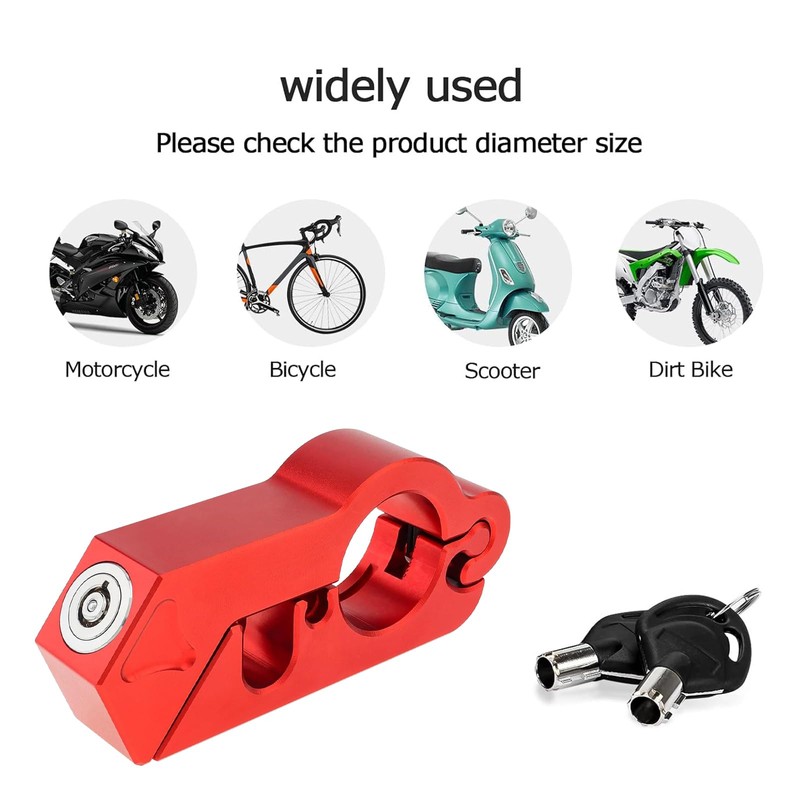 Quixotical Universal Motorcycle Lock with Key, Motorcycle Grip Brake Throttle