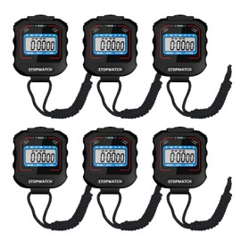Pgzsy 6 Pack Square Style Multi-Function Electronic Digital Sports Stopwatch Timer, Large Display with Date, Time and Alarm Function, Ideal for Sports Coaches and Referees