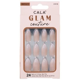 CALA - "Glam Couture" uñas postizas medianas (24 uñas en 12 tamaños, durazno)